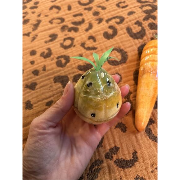 Vintage Onxy Alabaster Marble Carrot Pineapple Stone Fruit Basket Pieces - Picture 2 of 5